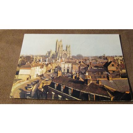 J Arthur Dixon Postcard - older cars @ Canterbury Cathedral, Kent