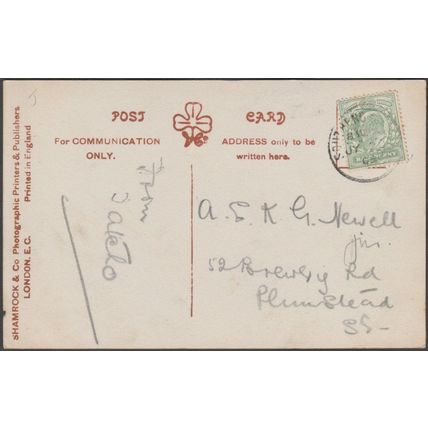 With Love To All From Southend on Sea, Essex, 1909 - Shamrock RP Postcard