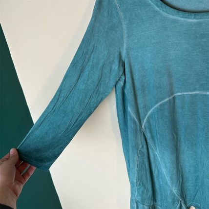 Democracy Women's Blue Asymmetrical Tunic Top M Long Sleeve with Pockets