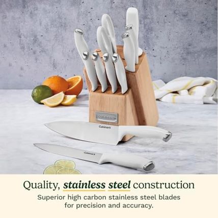 Cuisinart Block Knife Set, 12Pc Cutlery Knife Set with Steel Blades for Precise