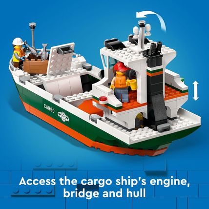 LEGO City Seaside Harbor with Cargo Ship Toy, Model Container Crane and Boat wit