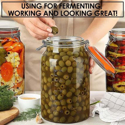 Super Wide-Mouth Glass Jars with Hinged Lids, 1-Gallon (4100 ML) Leak Proof Glas