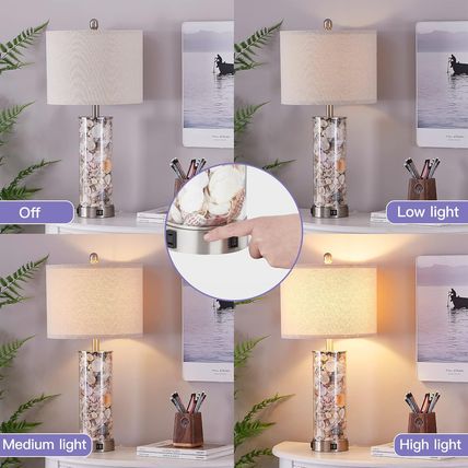 27.5" Modern Table Lamp for Living Room Set of 2,3 Way Dimmable Bedside Touch La