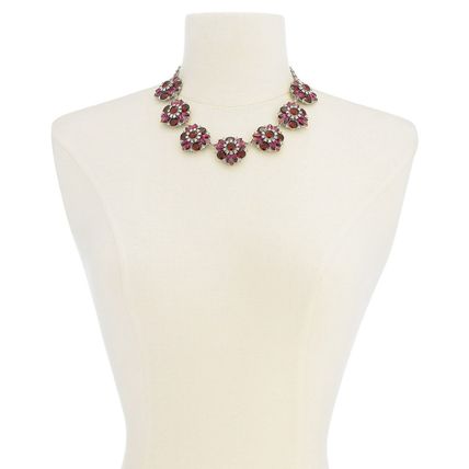 Charter Club Frontal Necklace Rhodium Plate Red Pink Flame Crystal Clusters 16 2
