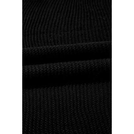 Black Solid Color Sweater Tee with Side Slits