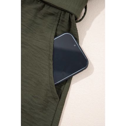 Moss Green Half Button Belted Utility Short Sleeve Jumpsuit