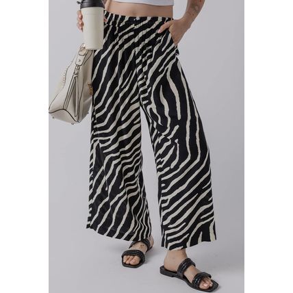 Black Zebra Striped Summer Wide Leg Pants