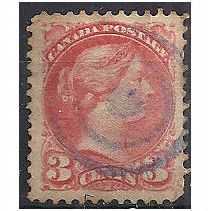 Canada 1870 SG79 3c Indian Red Fine Used. .