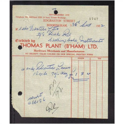 THOMAS PLANT LTD, EDGBASTON ST, BIRMINGHAM, 30SEP1952