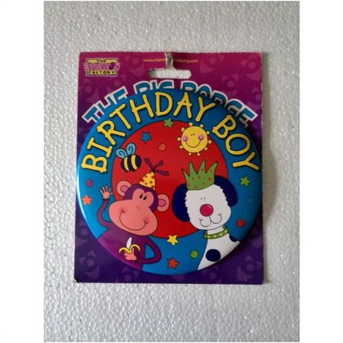 Birthday boy 6" Large Badge - Pin it or Stand it - blue