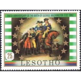 Lesotho QEII 1982 USA George Washington 25s Troops Mounted Mint MM SG 496 stamp