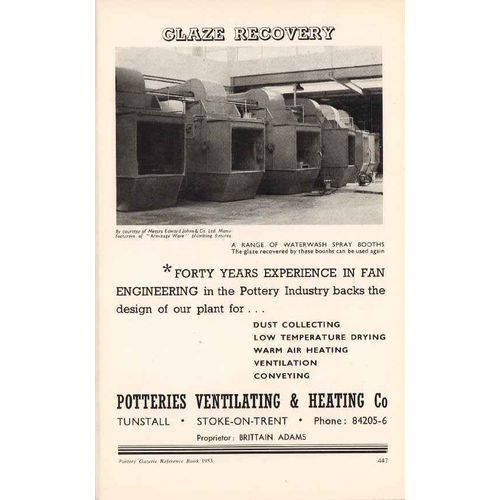 potteries ventilating heating company 1953 glaze ceramic vintage ad