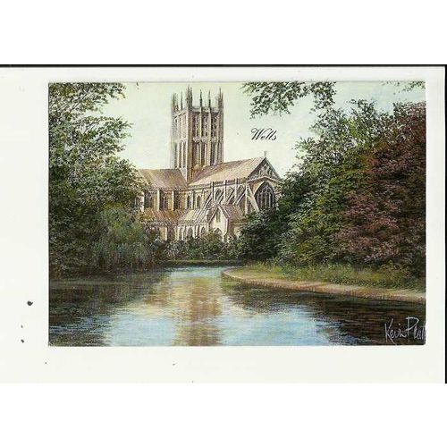 Somerset WELLS Cathedral Art Postcard by Pictures Ltd.