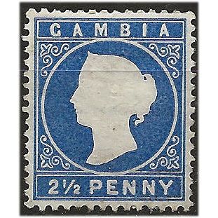 Gambia 1887 SG26 2 1/2d Ultramarine Wmk Sideways Mounted Mint . ..