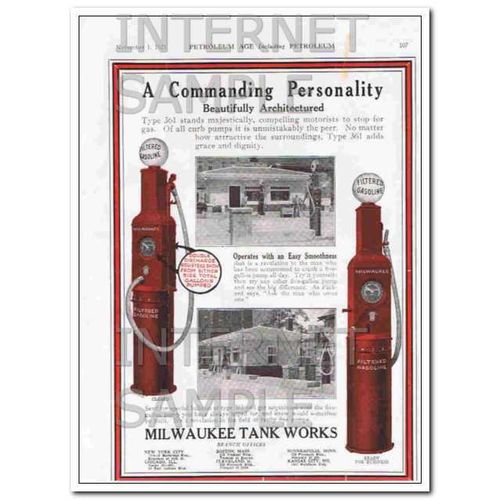 MILWAUKEE TANK WORKS 1921 Beautifully Architectured pumps vintage ad
