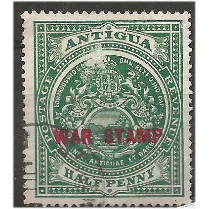 Antigua 1917 SG53 1/2d Green WAR STAMP Fine Used . ..