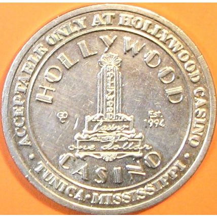 Hollywood. $1 Casino Token. Tunica, MS. U39.