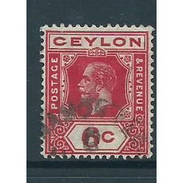 ceylon stamps sg306 sg 306 used watermark multiple crown ca cds light carmine