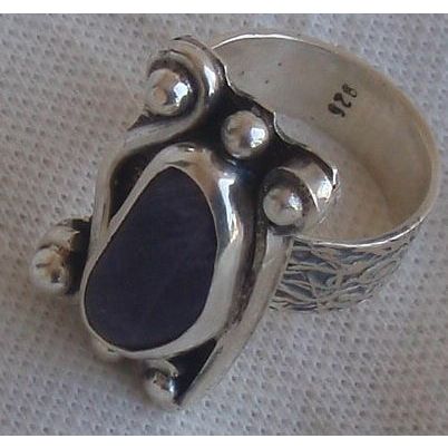 Purple glass silver ring SL72