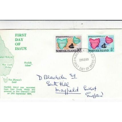 Norfolk Island 1969 Annexed to Van Diemen,s Land FDC special cancel written VGC