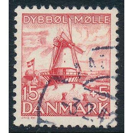 Denmark AFA 0238/Scott B8, 15+5ø red Dybbøl Mill, F-VF used stamp