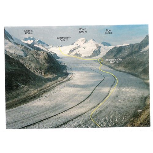 ALETSCH GLACIER, The Alps, Switzerland unused postcard vgc lange skiing =