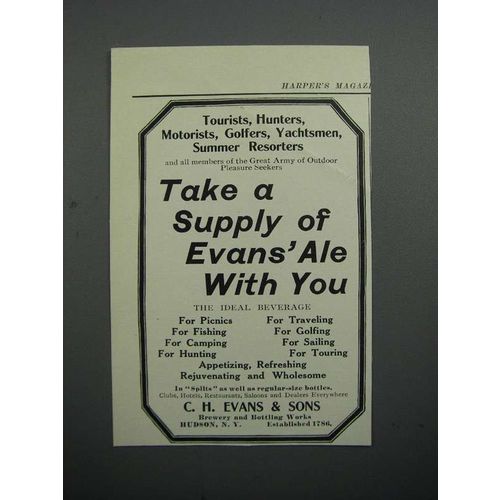 1908 Evans Ale Ad - Take A Supply With You