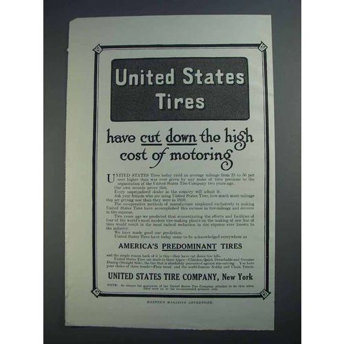 1913 United States Tires Ad - Cut Down High Cost