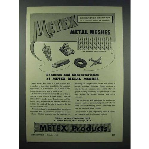1943 Metex Metal Meshes Ad - Features Characteristics
