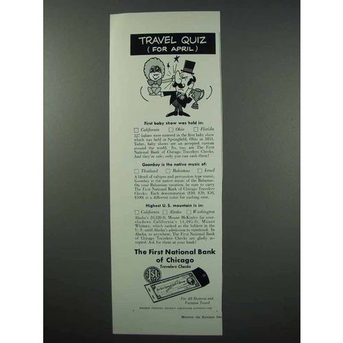 1960 The First National Bank of Chicago Ad - April