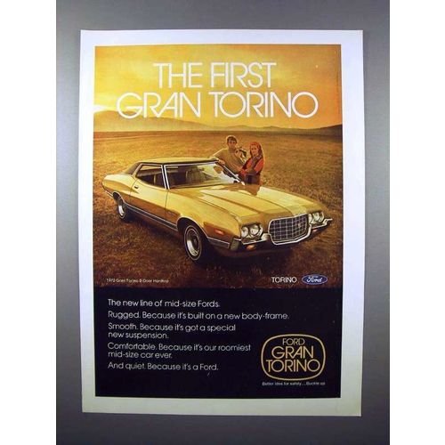 1972 Ford Gran Torino 2-Door Hardtop Car Ad!