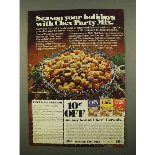 1975 Ralston Chex Cereal Ad - Chex Party Mix
