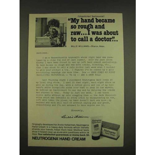 1976 Neutrogena Hand Cream Ad - Hand Became Rough