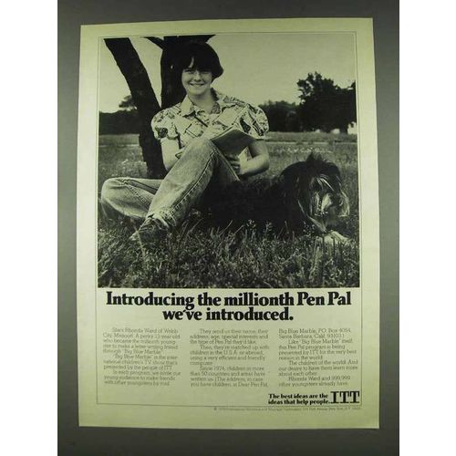 1978 ITT Big Blue Marble TV Show Ad - Pen Pal
