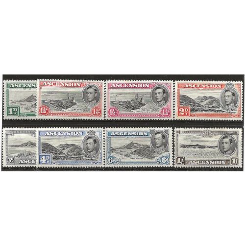 Ascension 1944-49 PERF 13 Set to 1/- Black & Sepia Mounted Mint . ..