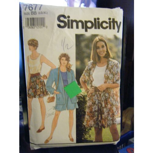 Simplicity 7677 Misses Shorts, Top & Unlined Jacket Pattern - Sizes L & XL