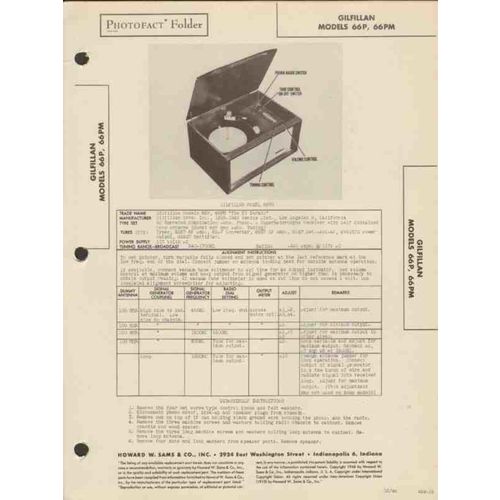 GILFILLAN model 66P 66PM AM radio phonograph Sams Photofact manual