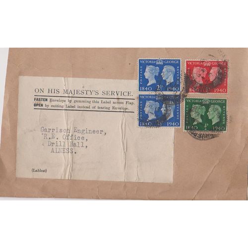 GB 1940 letter front to Drill Hall Ainess with various stamp centenary stamps