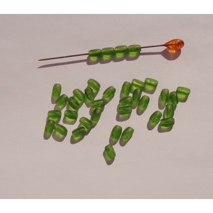 35 Olive Green Glass Rice Beads 6mmx3mm Crafting Crazy Quilts bd072