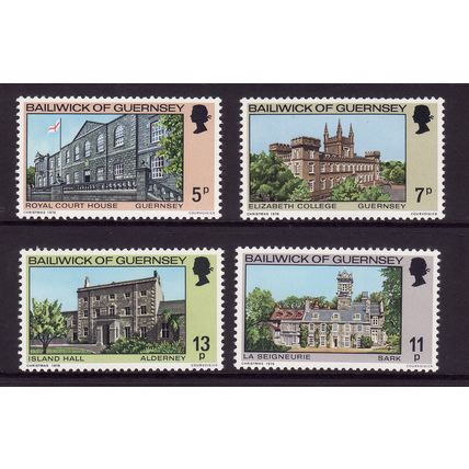 GUERNSEY 1976 BUILDINGS SG 145 / 148 SET 4 VALS U/M MINT