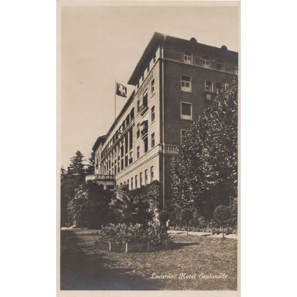 Locarno Hotel On Windy Day Switzerland Antique Postcard