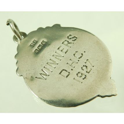 Vintage Solid Silver Watch Chain Fob Medal DHC Football Soccer Pictorial 1925