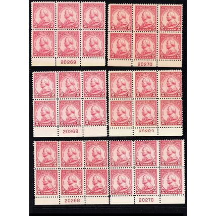 689, Mint FVF NH 2¢ EIGHT Plate Blocks CV $200.00 - Stuart Katz