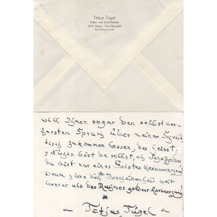 Tetjus Tugel German Painter Old Artist Official Hand Signed 2x Autograph Envelop