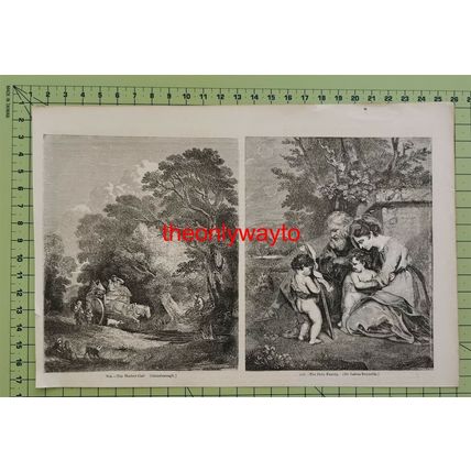 Market Cart, Gainsborough & Holy Family, Reynolds, Book Illustration, 1850
