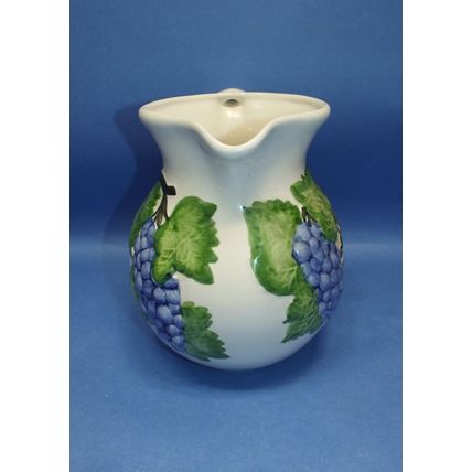 Vintage A.Santos Portugal Pitcher Hand Painted Grapes Vines Design 8” Tall 9008