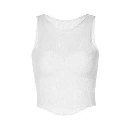 Women's T-shirt Sexy Fashion Openwork Crop Top Sleeveless Casual