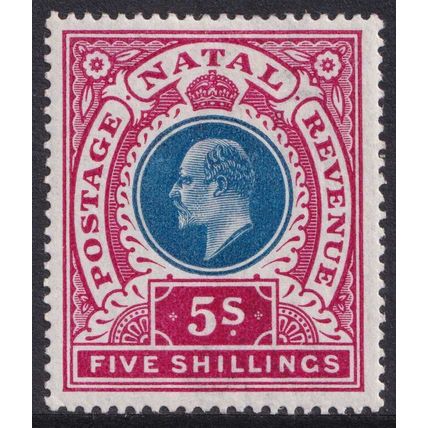 Natal KEVII 1902 5s Dull Blue Rose SG140 Mint MH