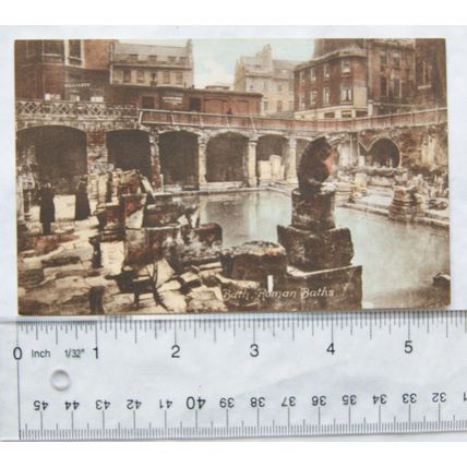 vintage colour postcard Bath, Roman Baths