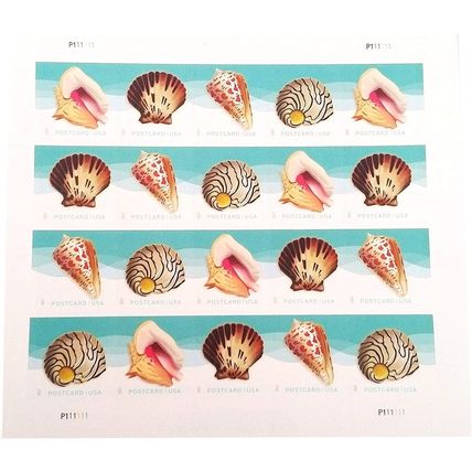 Seashells Pane of Twenty Post Card - Postage Stamps Scott 5166a